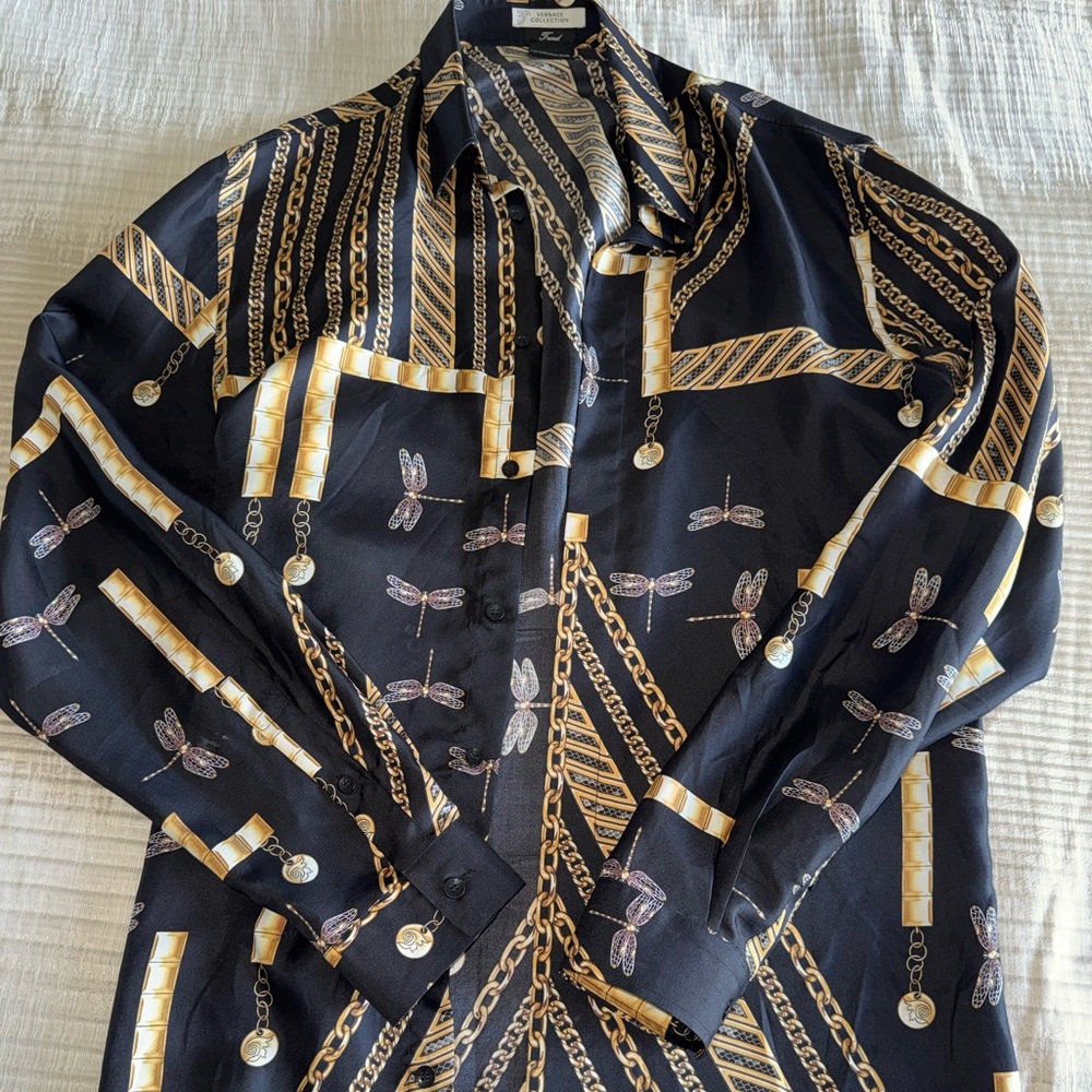 Versace collection trend silk men’s button down shirt size 42